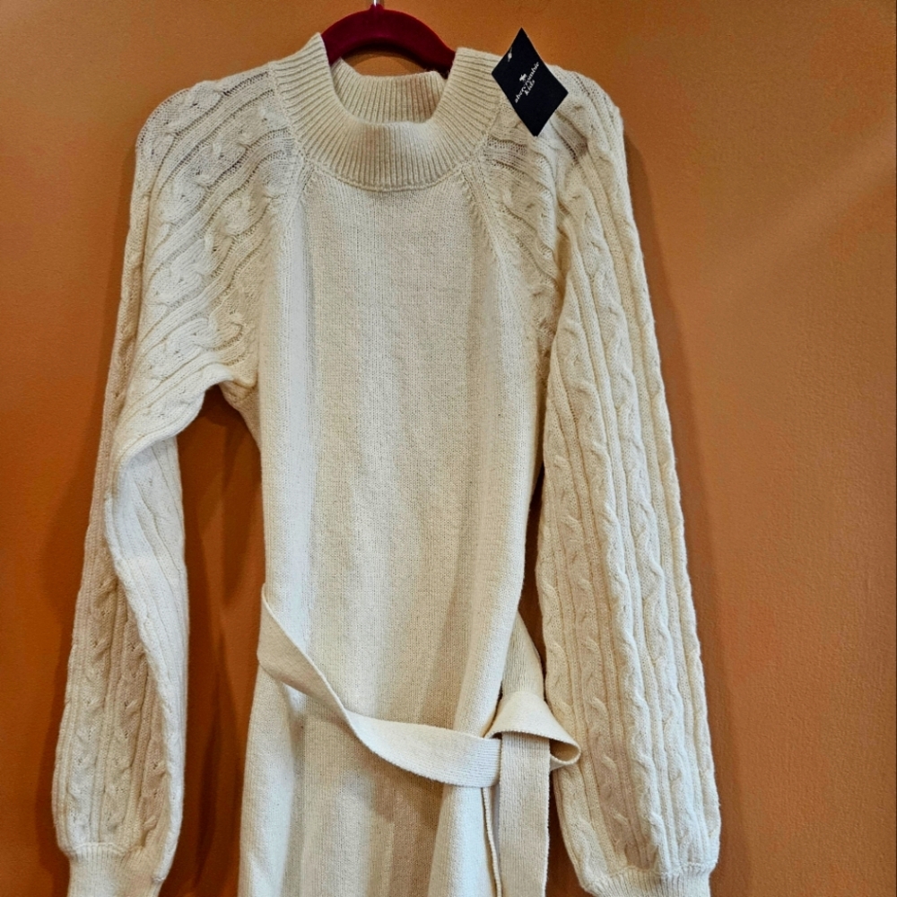 A&F New Elegant Cream Cable Knit Sweater dress
